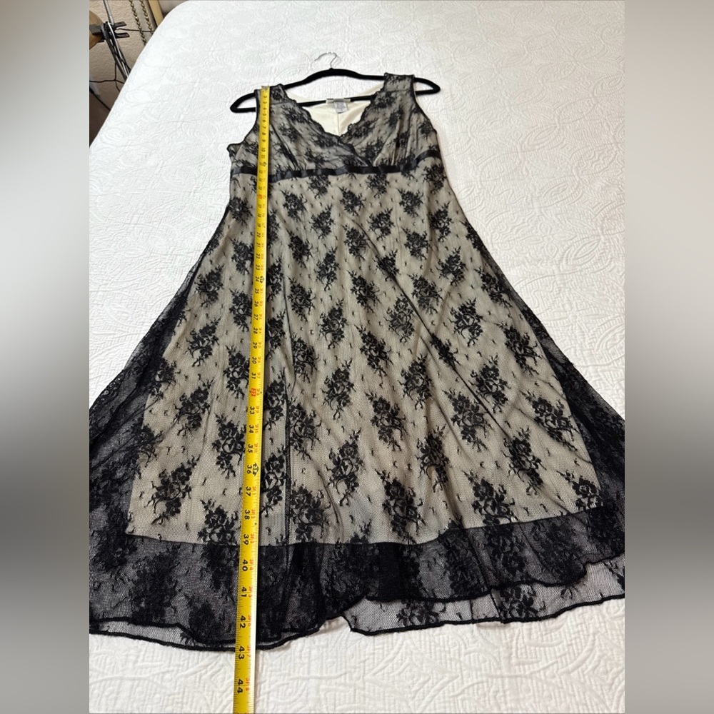 Studio 1940 Dress Sz 16 Black Lace Floral Slip Empire Waist Whimsigoth Y2K - Picture 10 of 11